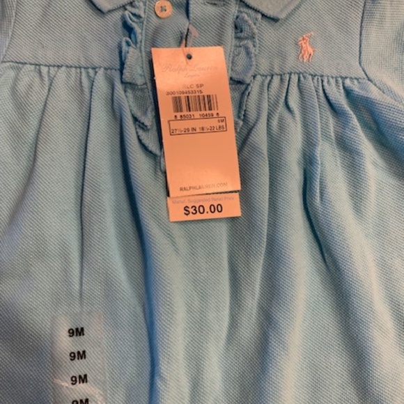 NWT Ralph Lauren LAYETTE L/S ONESIE- Turquoise - 9 Month - Picture 8 of 10